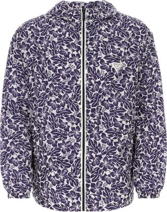 Prada Giacca a vento con stampa - Blu