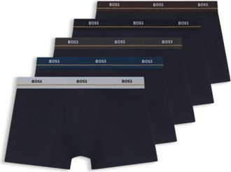 BOSS Five-pack of stretch-cotton trunks with logo waistbands