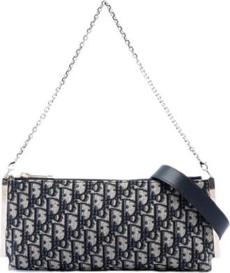 Dior Pre-owned Canvas Satchel - Dames - Vintage Clutch - Blauw - ONE Size - Leer - Vintage