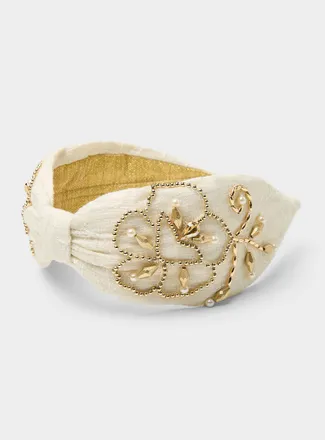 NamJosh Womens Ornamental flower ivory headband