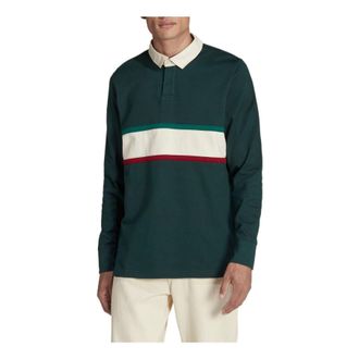 adidas Mens adidas Fmf Ls Ls Stripe Lapel Pullover Long Sleeves Green Polo Shirt HF1442
