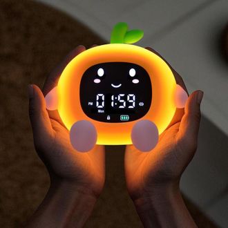 OEM Reloj Despertador Led T&aacute;ctil De Silicona Naranja: Luz Nocturna Suave Y Afrutada Con Temporizador Integrado Y Soporte Multifuncional Para Tel&eacute;fono M&oacute;vi