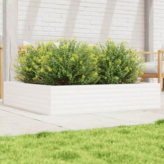 Berkfield Home Garden Planter White 110x110x23 cm Solid Wood Pine | Size: 110 x 110 x 23 cm