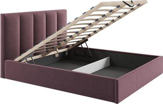 Vente-Unique Canap&eacute; abatible 160 x 200 cm con cabecero con costuras verticales - Tela - Burdeos - KILACLO