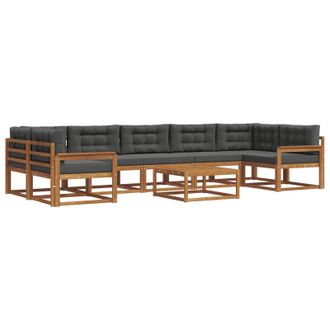 vidaXL Conjunto De Sof&aacute;s De Exterior 8 Pcs Natural Y Antracita Vidaxl