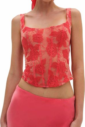 For Love & Lemons Embroidered Roses Corset Top