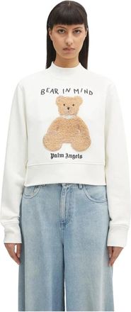 Palm Angels Bear In Mind Crew - Dames - Sweatshirts - Wit - L - Katoen - Hoodies & sweatvesten