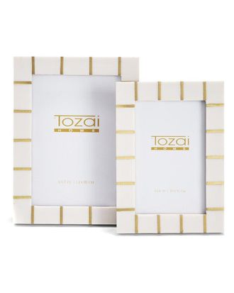 Two's Company Set Of 2 Brass Lines Photo Frames