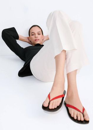 Mango Sandali pelle fasce rosso - Donna - 35 - MANGO