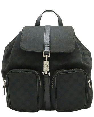 Gucci Black Gg Canvas Jackie Line Backpack (Authentic Pre-Loved)