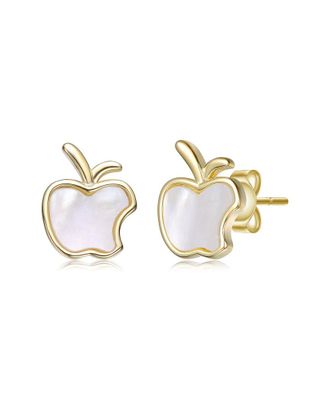 Rachel Glauber 14K Plated Pearl Earrings