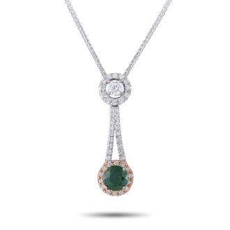 Luxury Bazaar 18K White and Rose Gold 0.57ct Diamond and Demantoid Pendant Necklace 4985