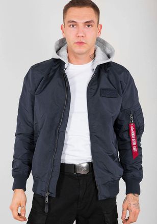 Alpha Industries Bomberjacke ALPHA INDUSTRIES MA-1 TT HOOD, Herren, Gr. S, blau (rep blau), Web, Obermaterial: 100% Nylon. Futter: 100% Nylon. Kapuze: 75% Baumwolle, 2