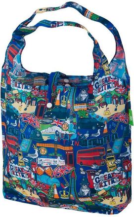 Eco Chic Lightweight Foldable Reusable Shopping Bag Water Resistant Tote Bag (Great Britain Navy)