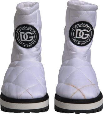 Dolce & Gabbana White Viscose Padded Mid Calf Boots Womens Shoes (Pre-Owned)