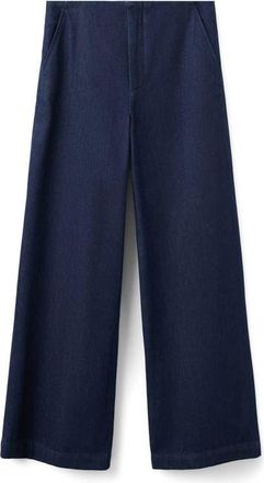Mango Flat Front Mid Rise Wide Leg Jeans in Open Blue at Nordstrom, Size 12