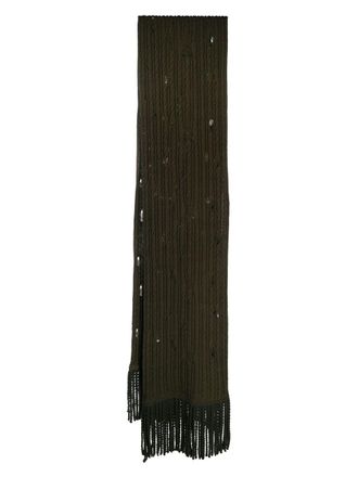 Roberto Cavalli fringe wool scarf - men - Wool - One Size - Grey