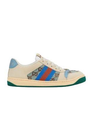 Gucci Blue Crystal Embellished Screener Trainers Size 37