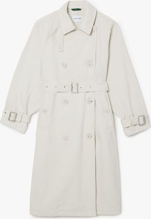 Lacoste Womens Oversized Denim Trench Coat in Grey Cotton - Size 10 UK