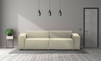 Talamo Italia Talamo Italia - Sof&aacute; Fijo Simona, Sof&aacute; Modular Lineal De 3 Plazas, 100% Made In Italy, Sof&aacute; De Sal&oacute;n Moderno En Tela., Cm 260x95h70, Beige, Con Embala