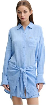 Melissa Odabash Sara Dress - Dames - Shirt Kleedjes - Blauw - XL - Katoen - Kleedjes