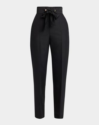 Valentino Garavani Bow High-Rise Cashmere Straight-Leg Pants
