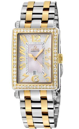Gevril Group Ave of Americas Mini WoMens Swiss Quartz Two toned IPYG Stainless Steel Diamond Case, White MOP Dial Watch - Silver & Gold - One Size