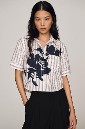 Maeve Merritt 100% Cotton Cropped Buttondown Shirt
