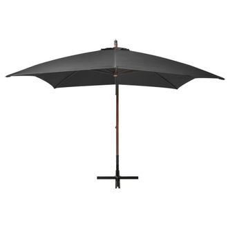 Berkfield Home Hanging Parasol with Pole Anthracite 3x3 m Solid Fir Wood in Black
