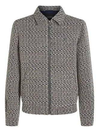 Karl Lagerfeld zip-up boucl&eacute; tweed jacket - men - Polyester - S - Blue