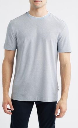 BOSS Tesar Tipped Textured Cotton & Silk T-Shirt in Open Blue at Nordstrom, Size X-Large