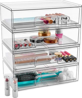 Sorbus Set Of 4 Acrylic Makeup Pull-Out Storage Containers