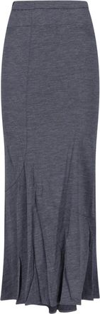 Junya Watanabe Textured Grey Wool Midi Skirt With High Waist