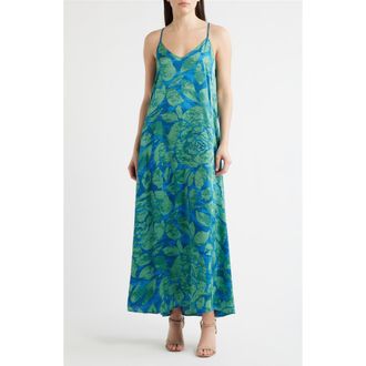 Tahari by ASL Print Pocket Sleeveless Maxi Dress in Green Blue at Nordstrom, Size X-Small