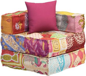 vidaXL Puf Modular Con Coj&iacute;n De Tela Patchwork Vidaxl