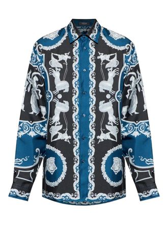 Versace Hall of Heroes printed silk shirt - Blue
