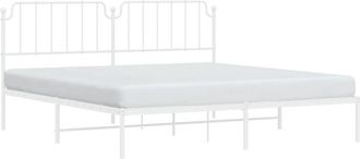 vidaXL Estructura Cama Sin Colch&oacute;n Con Cabecero Metal Blanco 200x200cm Vidaxl