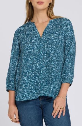 NYDJ Pintuck Top in Dune Ditsy at Nordstrom, Size X-Large