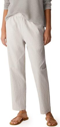 Eileen Fisher Tapered Seersucker Ankle Pants in Chalk at Nordstrom, Size X-Large