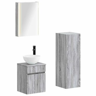 vidaXL Juego De Muebles De Ba&ntilde;o 4 Pcs Sonoma Gris Vidaxl
