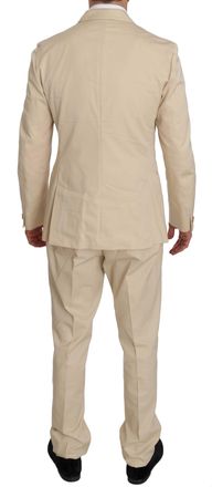 Romeo Gigli Two Piece 3 Button Beige Cotton Solid Mens Suit