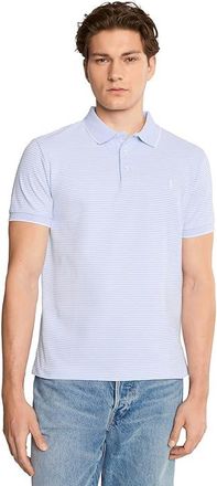 Polo Ralph Lauren Custom Slim Striped Stretch Mesh Polo Mens Clothing Office Blue/White : 2XL, Cotton/Elastane