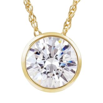 Pompeii3 1 Ct Solitaire Lab Grown Diamond Pendant Necklace in 14k White or Yellow Gold