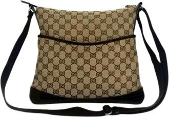 Gucci Pre-owned Vintage Canvas Shoulder Bag - Dames - Vintage Schoudertas - Beige - ONE Size - Leer - Vintage