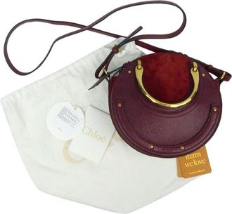 Chlo&eacute; Burgundy/Red Suede & Leather Pixie Crossbody Bag