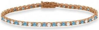 Allurez Alternating Diamond & Aquamarine Eternity Tennis Bracelet 14K Rose Gold (5.36ct)