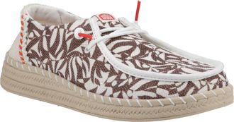 HeyDude Womens Wendy Espadrille Retro Palm Slip On Ladies Shoes - Brown - Size UK 4