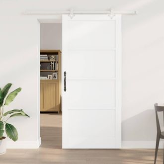 Berkfield Home Sliding Door with Hardware Set White 93x211 cm Solid Wood Pine