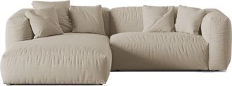 MICADONI Modulares 3-Sitzer Design Ecksofa Martina - Strukturstoff Light Beige