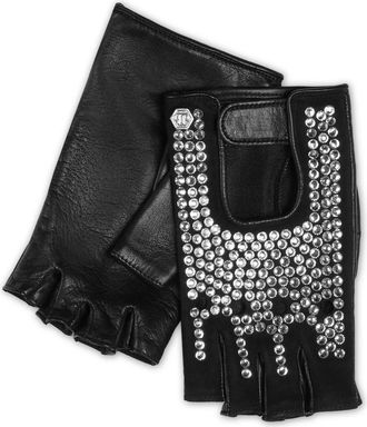 Philipp Plein Driver Gloves Studs - Dames - Handschoenen - Zwart - 9 IN - Leer - Accessoires
